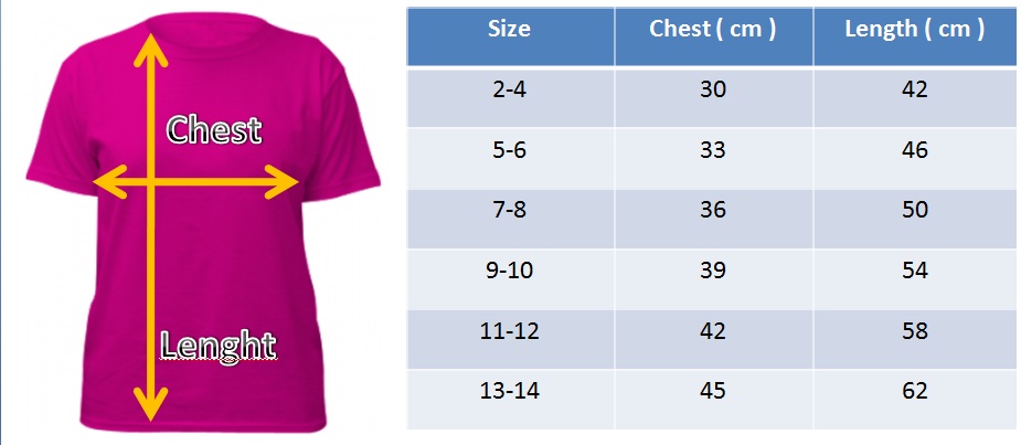 Kids T Shirt Size Chart